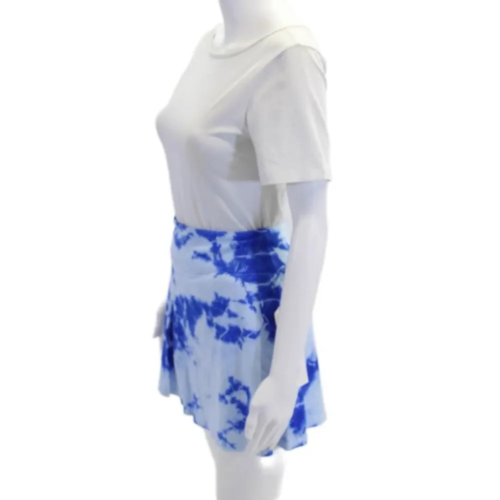 Year Of Ours Womens Tie Dyed Ribbed Knit Club Skort Skirt Blue Size Medium